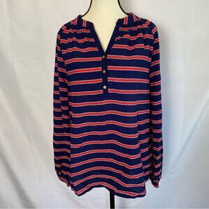 Macbeth Collection Nautical Striped Long Sleeve Blouse Size Large Womens